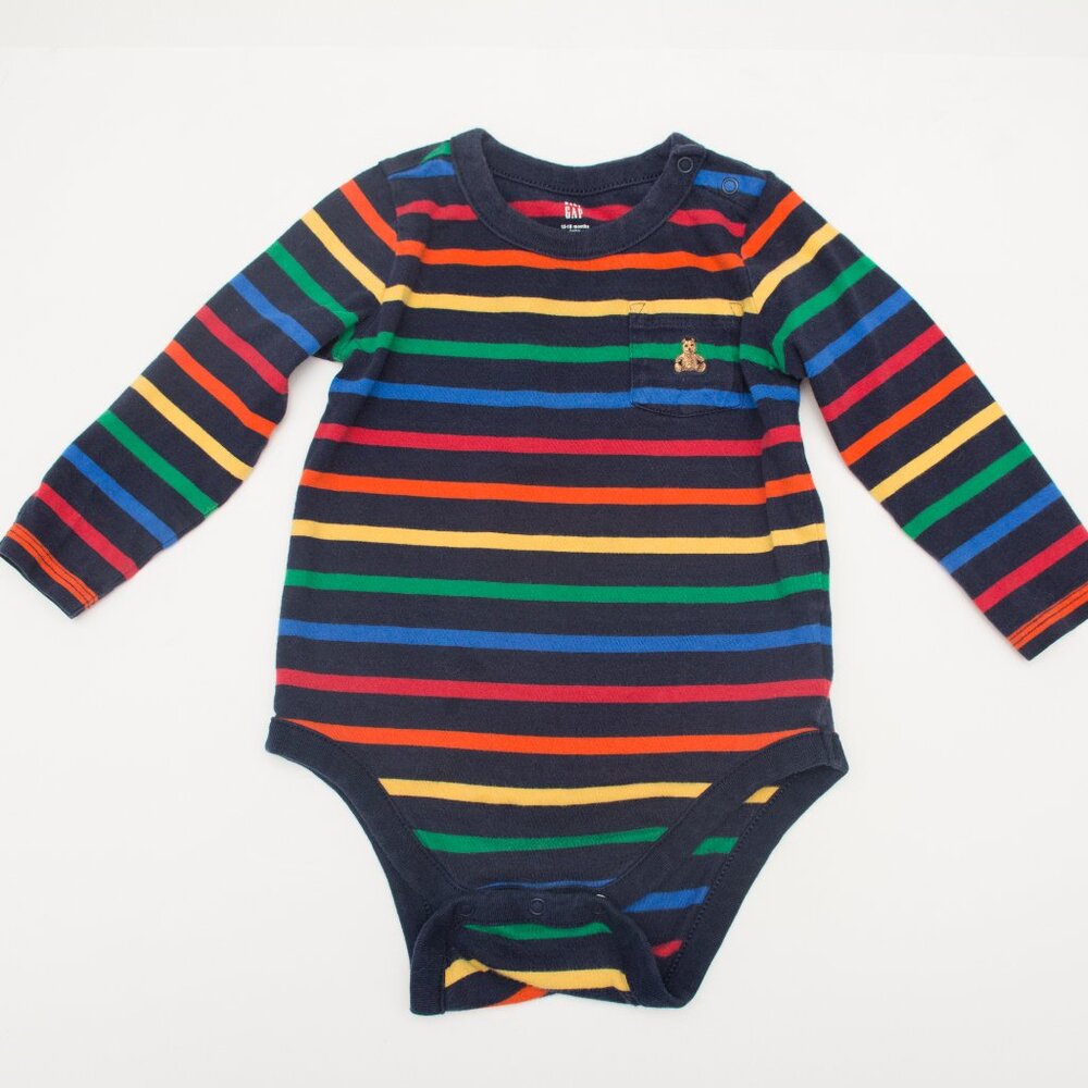 baby Gap Long Sleeve Bodysuit with Primary Stripes